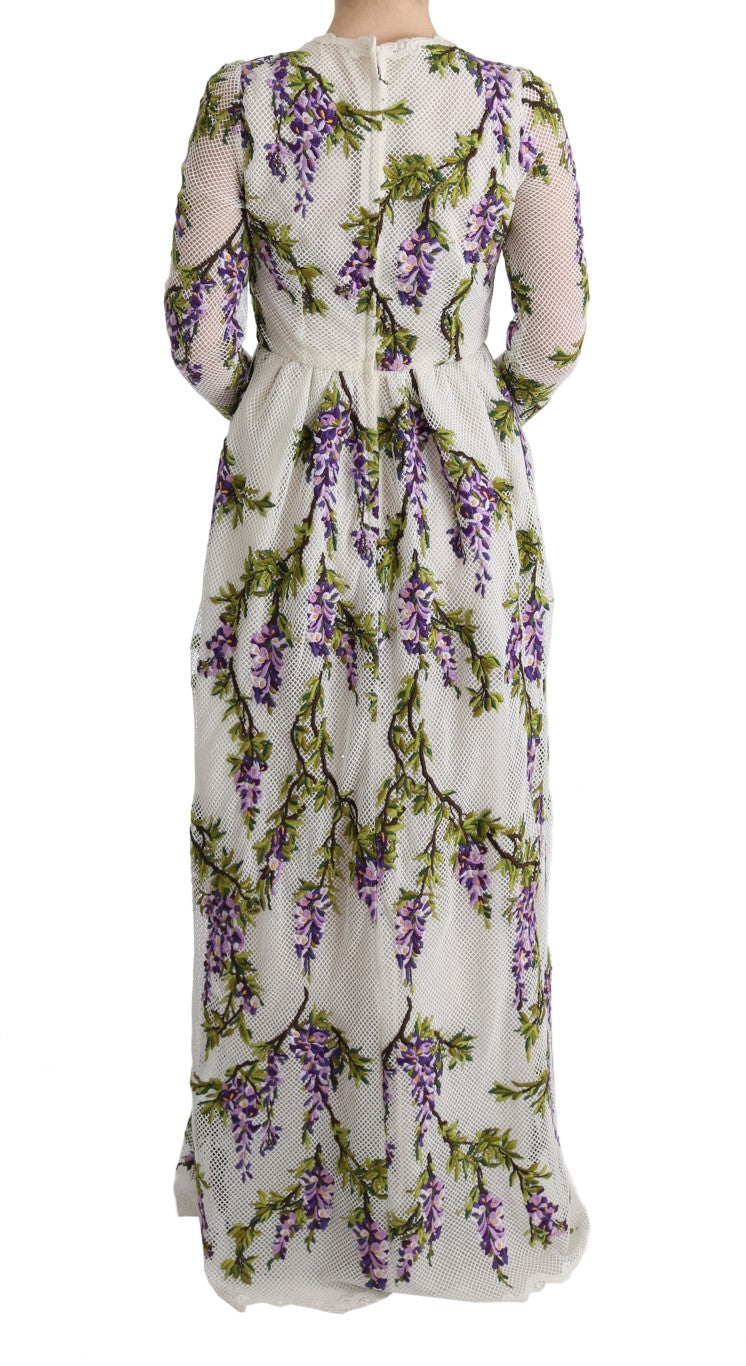 Robe maxi blanche brodée de fleurs de Dolce & Gabbana