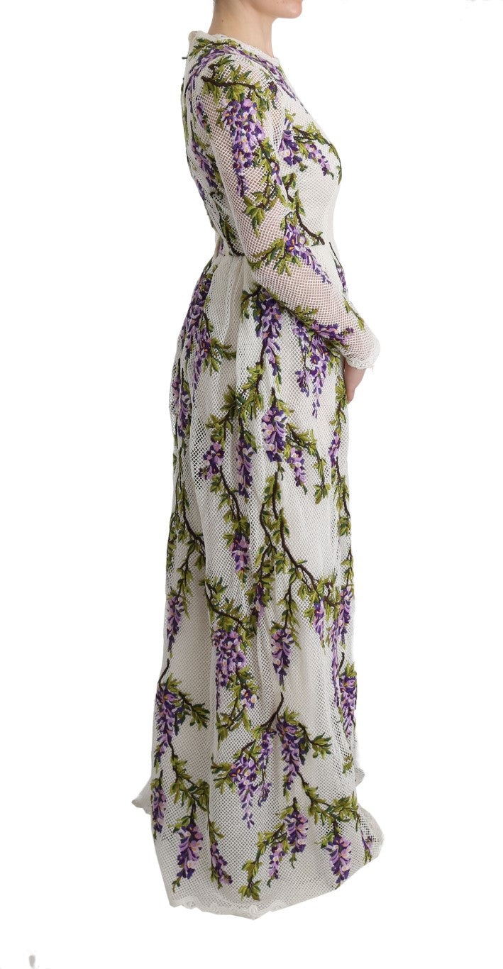Robe maxi blanche brodée de fleurs de Dolce & Gabbana
