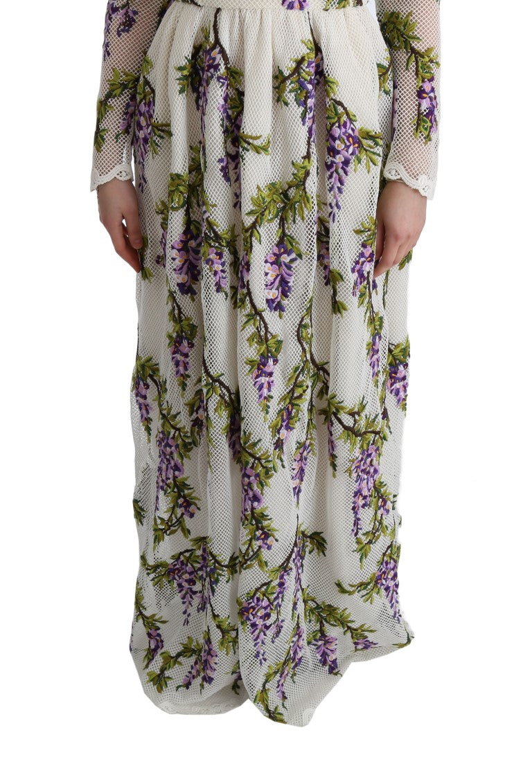 Robe maxi blanche brodée de fleurs de Dolce & Gabbana