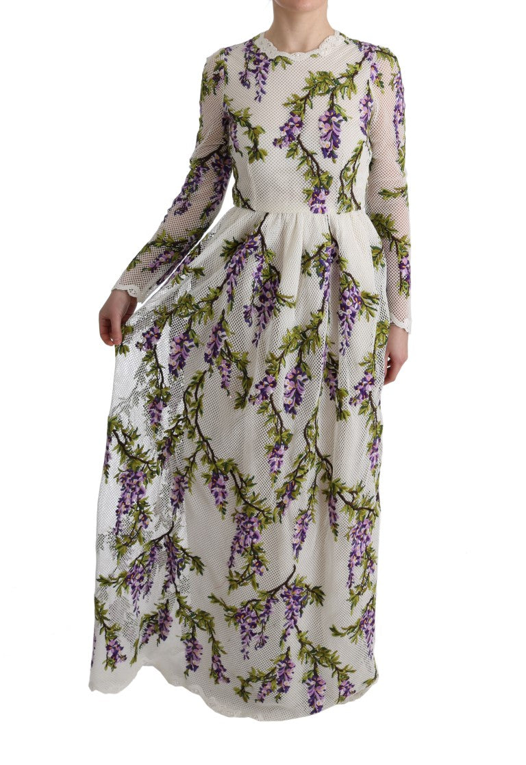 Robe maxi blanche brodée de fleurs de Dolce & Gabbana