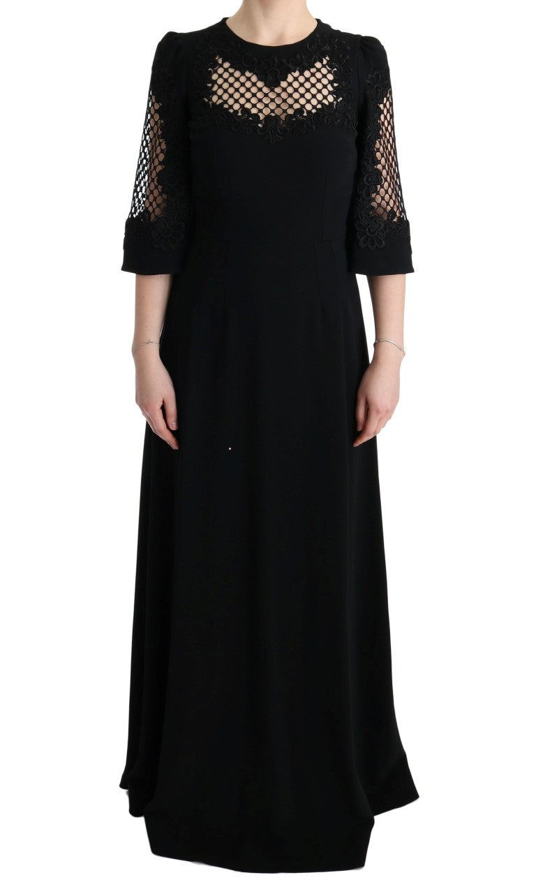 Robe longue maxi noire en jersey extensible de Dolce & Gabbana