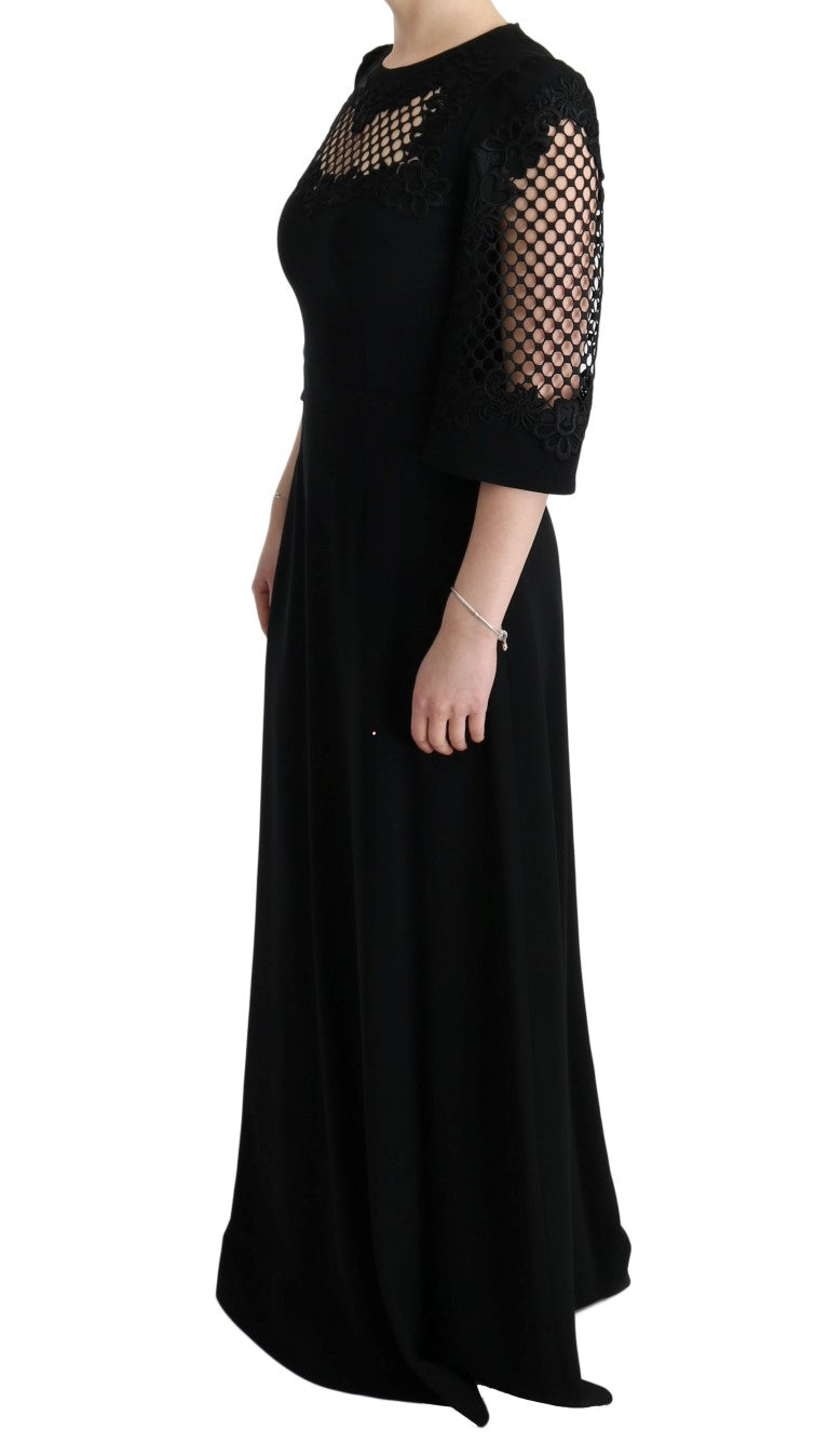 Robe longue maxi noire en jersey extensible de Dolce & Gabbana