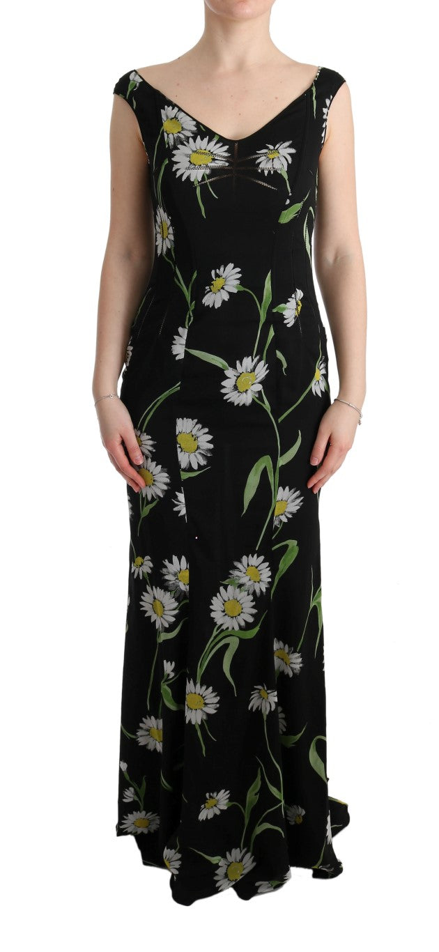 Robe fourreau en soie extensible à motif tournesol de Dolce & Gabbana