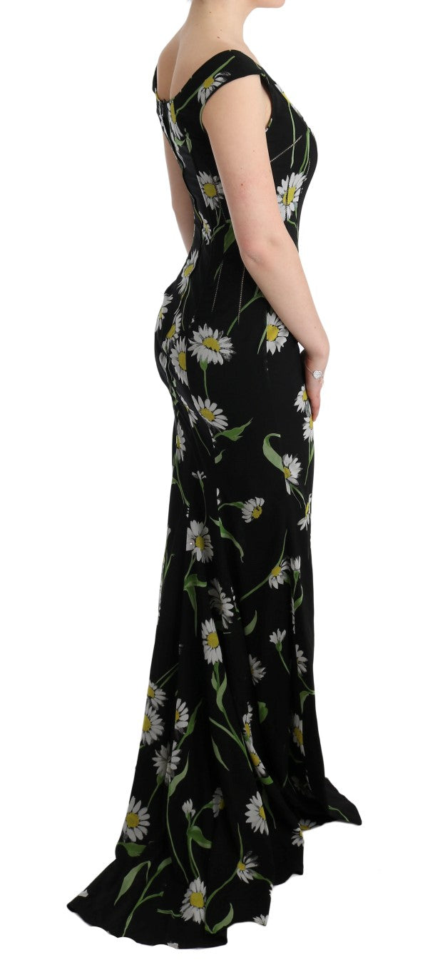 Robe fourreau en soie extensible à motif tournesol de Dolce & Gabbana