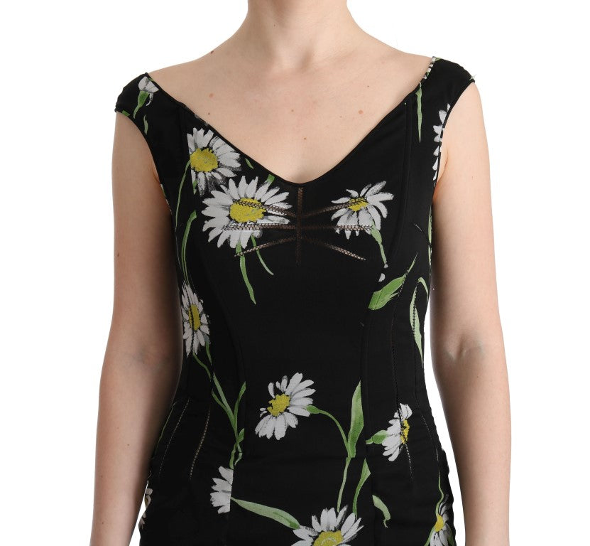 Robe fourreau en soie extensible à motif tournesol de Dolce & Gabbana