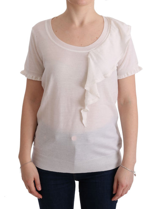 MARGHI LO' Wit 100% Lanasoep Top Blouse T-shirt