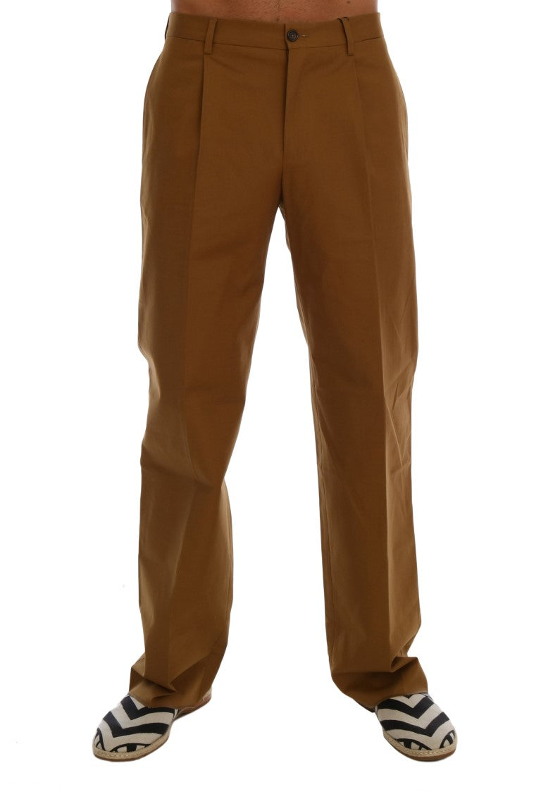 Pantalon en coton extensible brun de Dolce & Gabbana