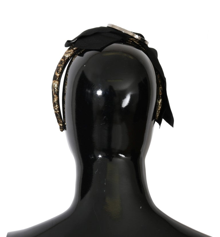 Dolce & Gabbana Zwarte Kristal Witte Diadeem Hoofdband