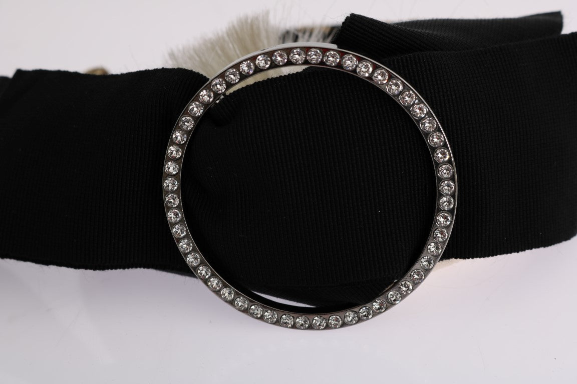 Dolce & Gabbana Zwarte Kristal Witte Diadeem Hoofdband
