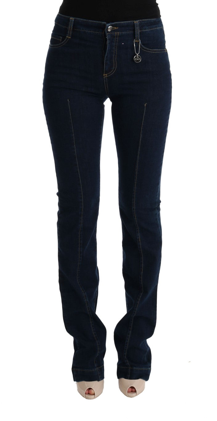 Costume National - Jean bleu en coton à coupe bootcut et jambes évasées