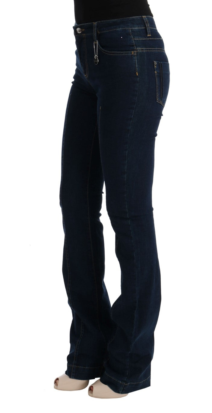 Costume National - Jean bleu en coton à coupe bootcut et jambes évasées