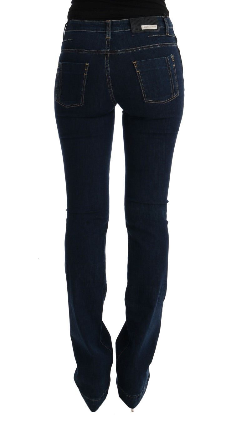 Costume National - Jean bleu en coton à coupe bootcut et jambes évasées