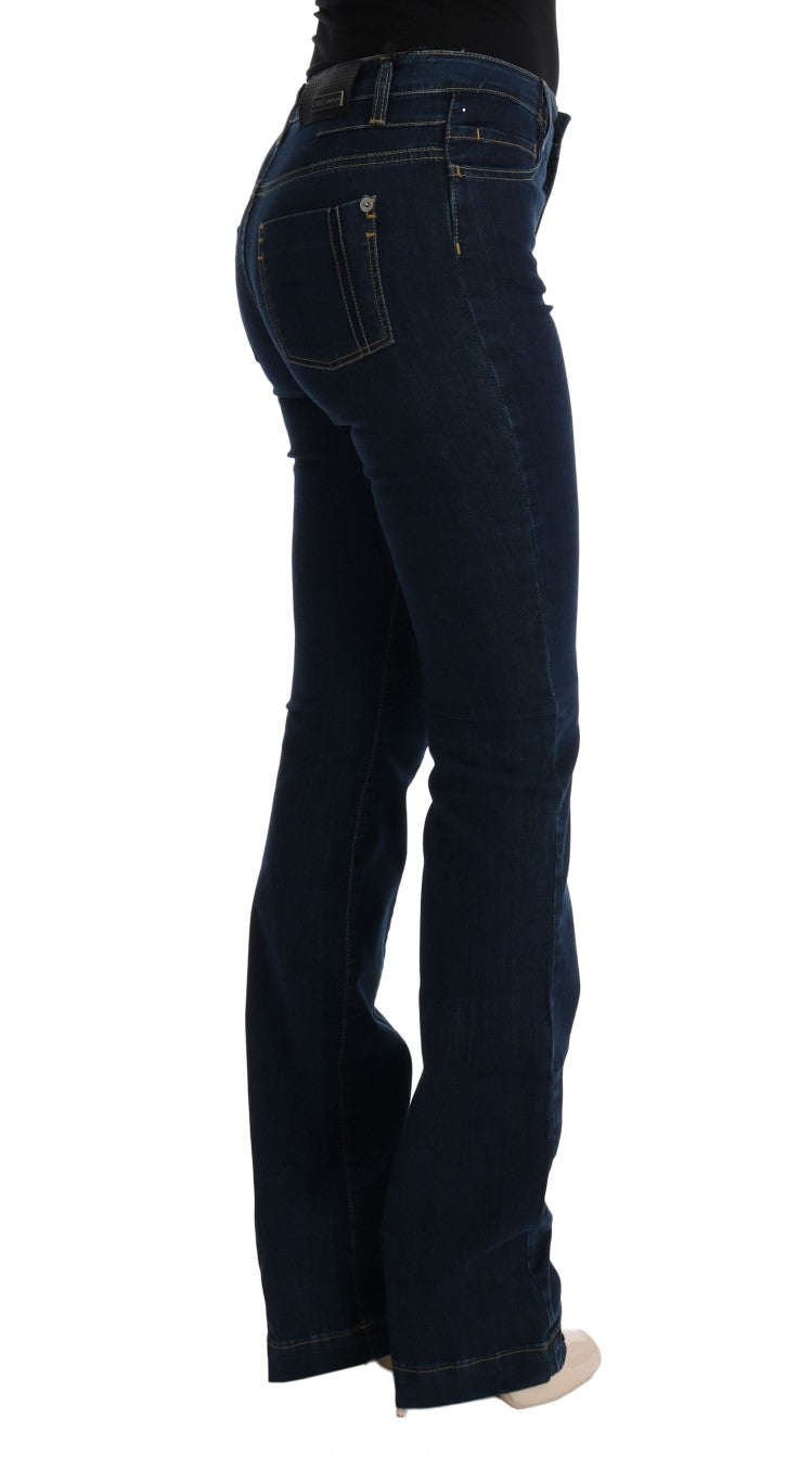 Costume National - Jean bleu en coton à coupe bootcut et jambes évasées