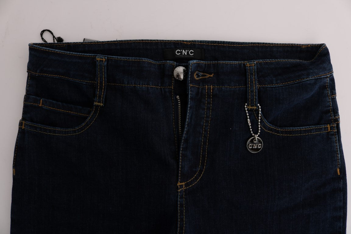 Costume National - Jean bleu en coton à coupe bootcut et jambes évasées