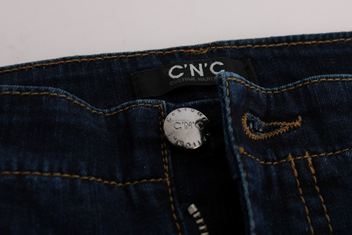 Costume National - Jean bleu en coton à coupe bootcut et jambes évasées