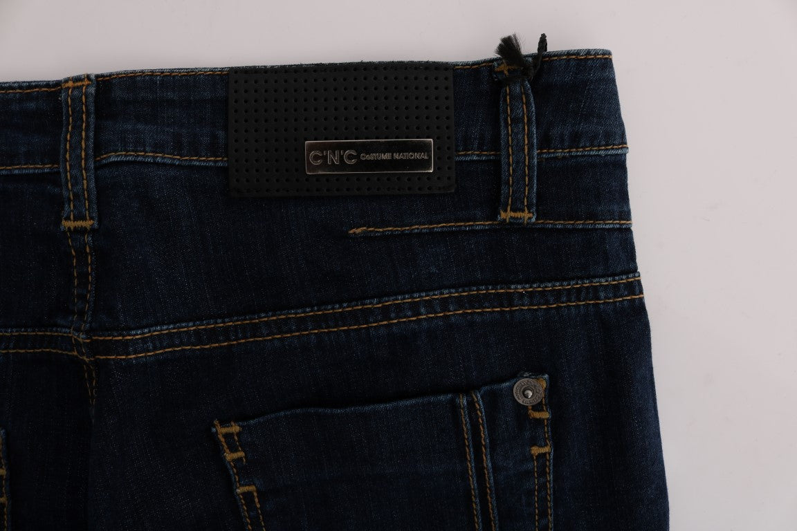Costume National - Jean bleu en coton à coupe bootcut et jambes évasées