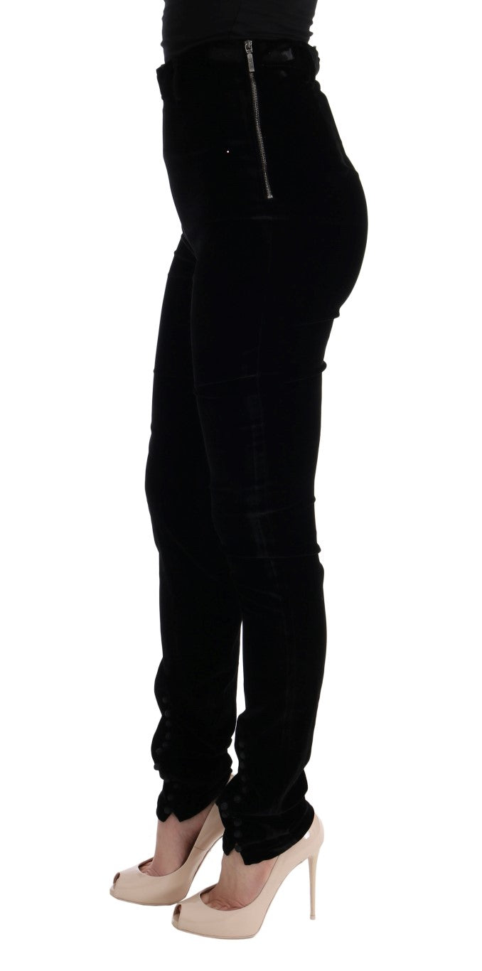 Pantalon slim en velours noir Ermanno Scervino
