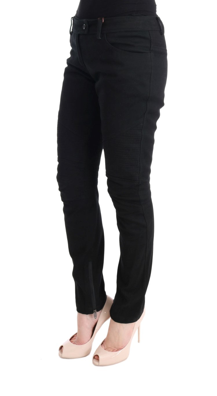 Pantalon décontracté noir en coton à coupe slim d'Ermanno Scervino