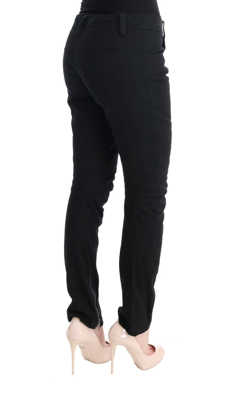Pantalon décontracté noir en coton à coupe slim d'Ermanno Scervino