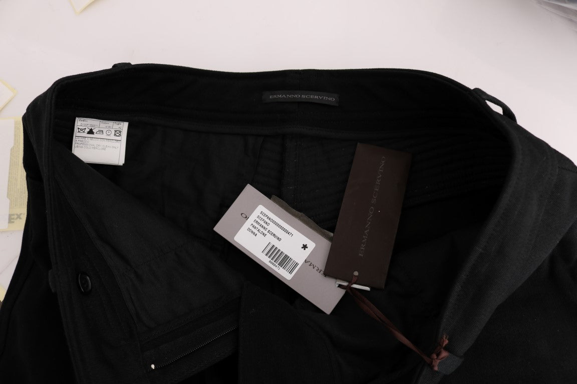 Pantalon décontracté noir en coton à coupe slim d'Ermanno Scervino