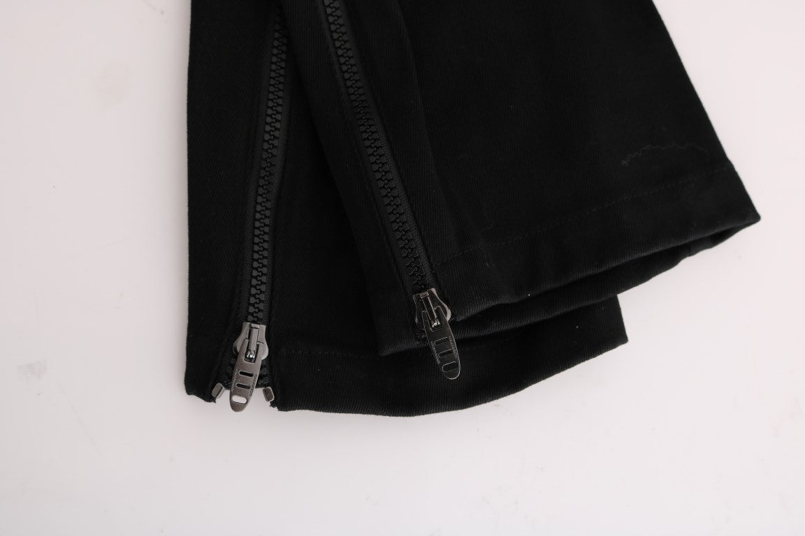 Pantalon décontracté noir en coton à coupe slim d'Ermanno Scervino