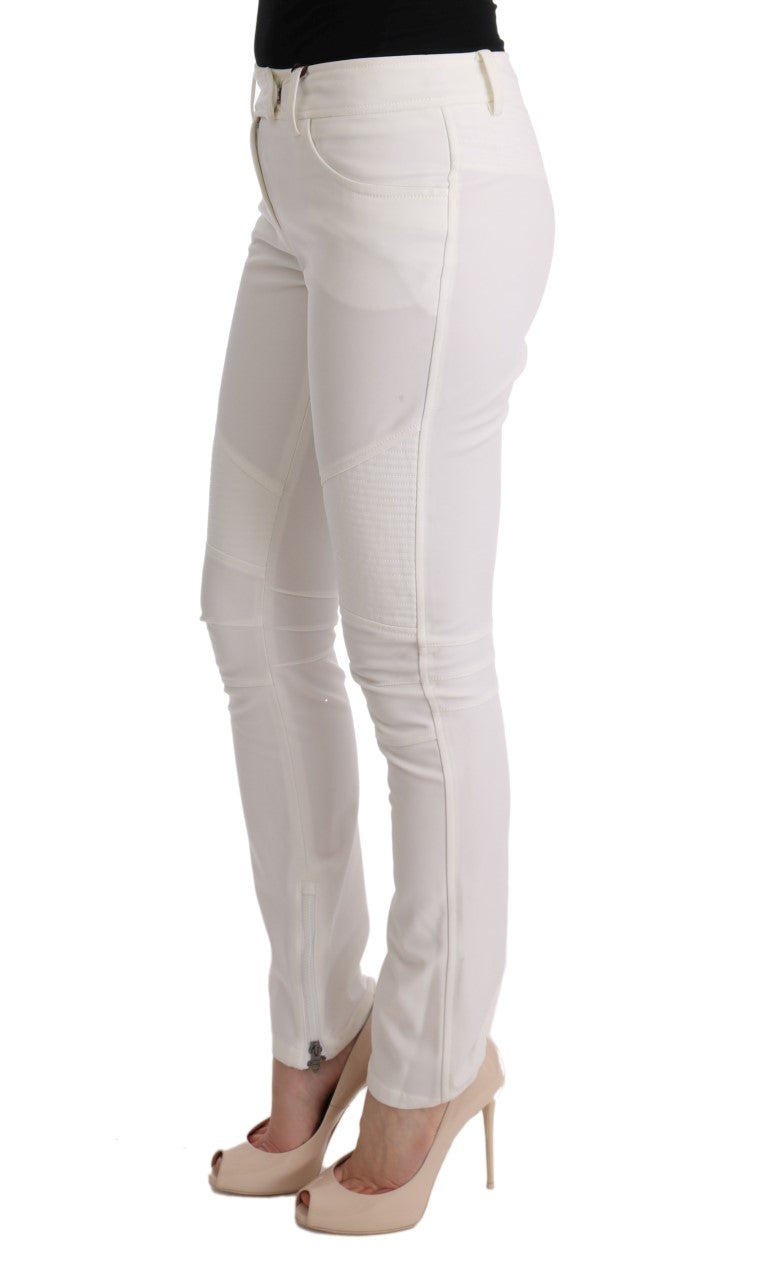 Pantalon décontracté blanc en coton à coupe slim d'Ermanno Scervino