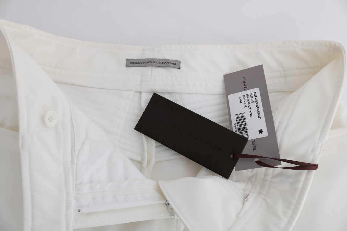 Pantalon décontracté blanc en coton à coupe slim d'Ermanno Scervino