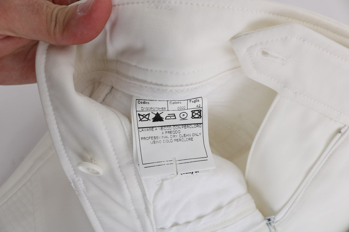 Pantalon décontracté blanc en coton à coupe slim d'Ermanno Scervino