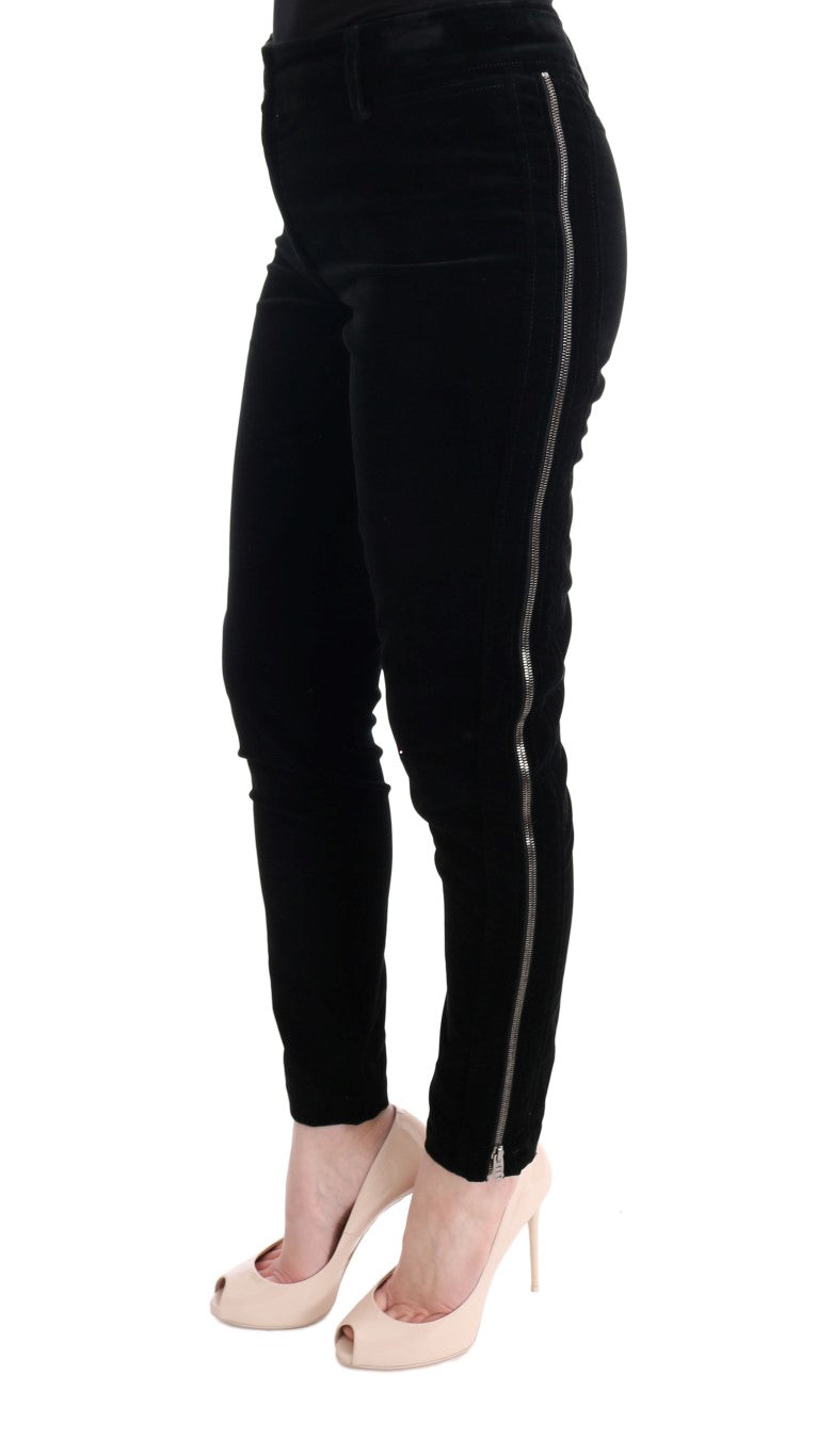Pantalon Cropped en Velours Noir en Mélange de Viscose d'Ermanno Scervino