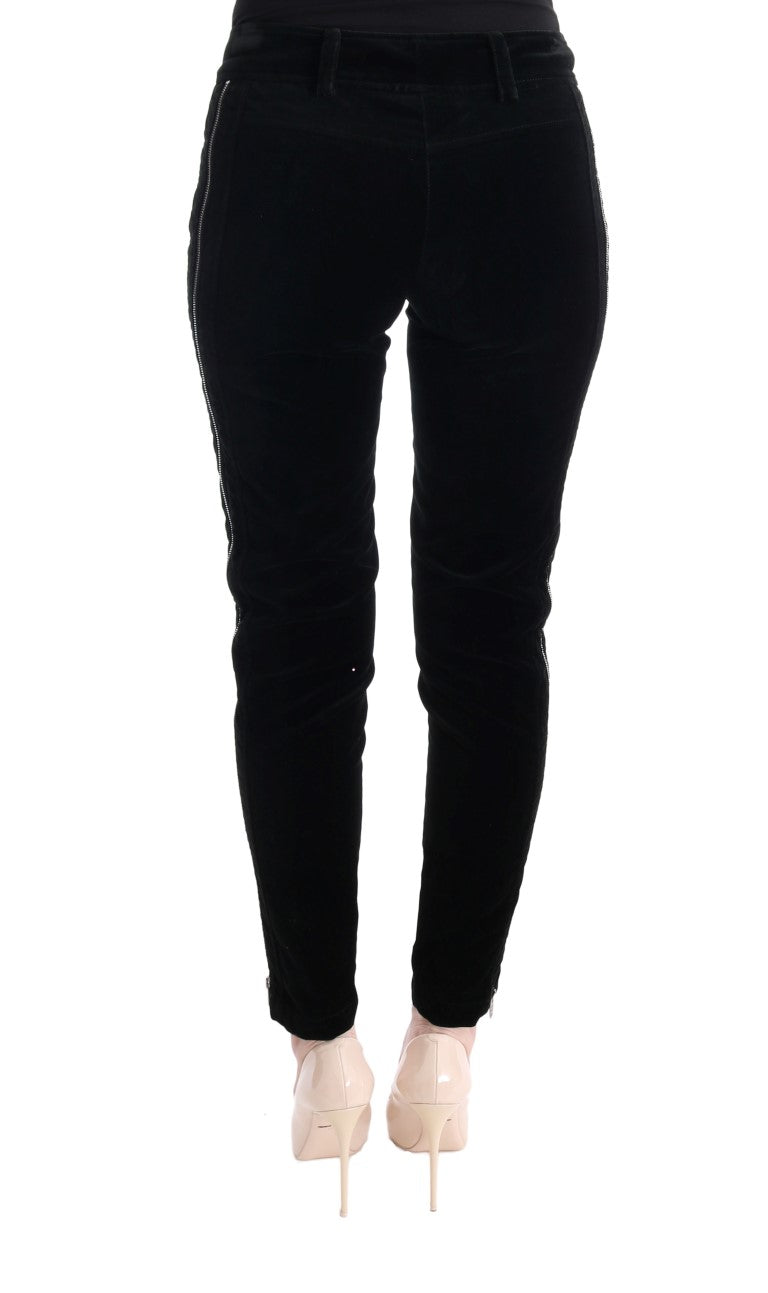 Pantalon Cropped en Velours Noir en Mélange de Viscose d'Ermanno Scervino