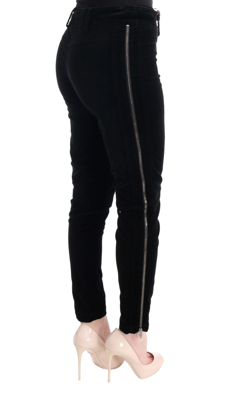 Pantalon Cropped en Velours Noir en Mélange de Viscose d'Ermanno Scervino