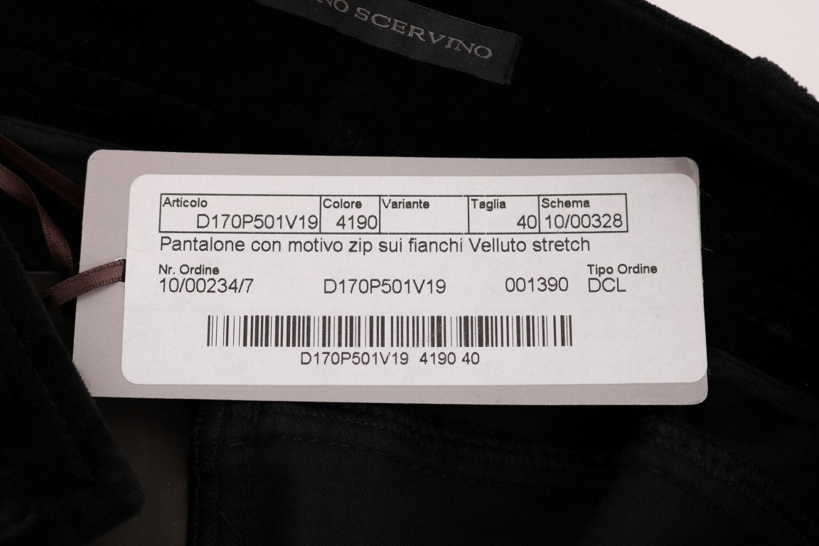 Pantalon Cropped en Velours Noir en Mélange de Viscose d'Ermanno Scervino