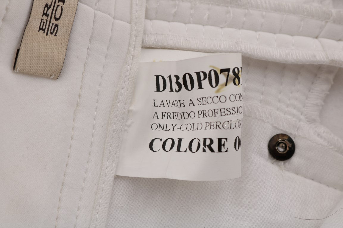 Pantalon décontracté blanc en coton à coupe slim d'Ermanno Scervino