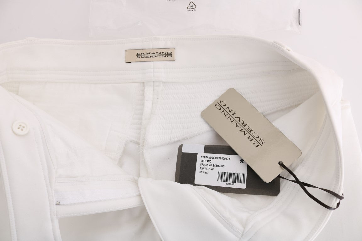 Pantalon décontracté blanc en coton à coupe slim d'Ermanno Scervino