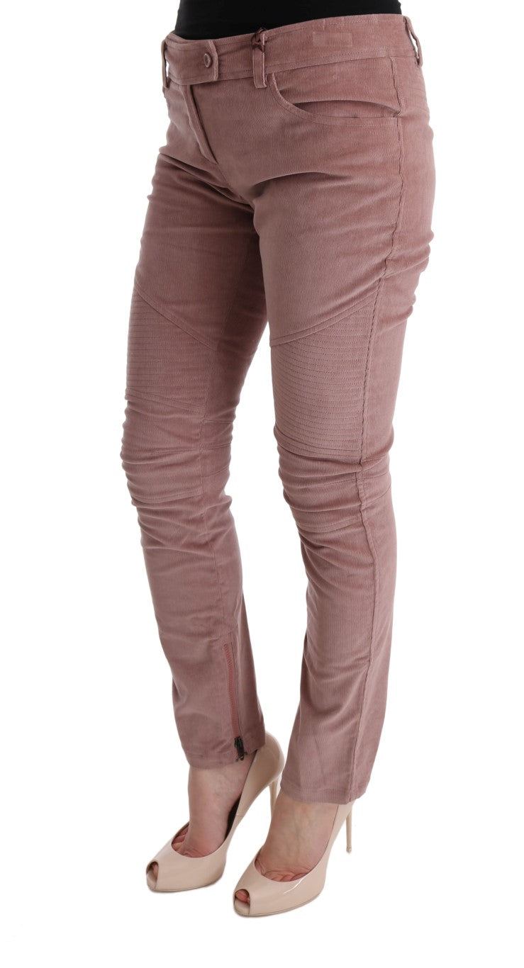 Pantalon décontracté taille courte en velours rose d'Ermanno Scervino