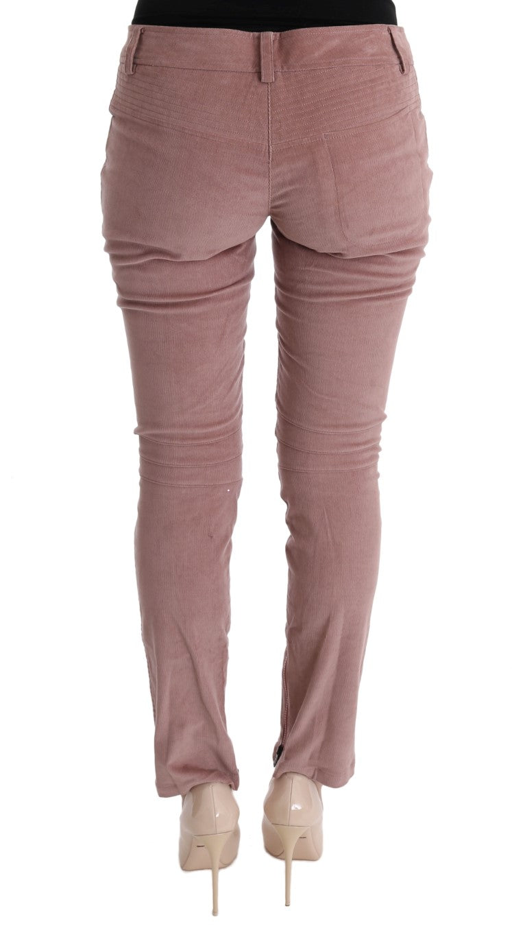 Pantalon décontracté taille courte en velours rose d'Ermanno Scervino