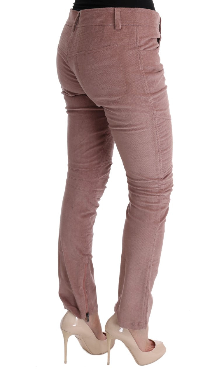 Pantalon décontracté taille courte en velours rose d'Ermanno Scervino