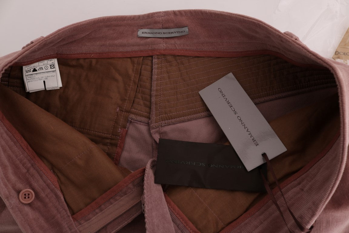 Pantalon décontracté taille courte en velours rose d'Ermanno Scervino