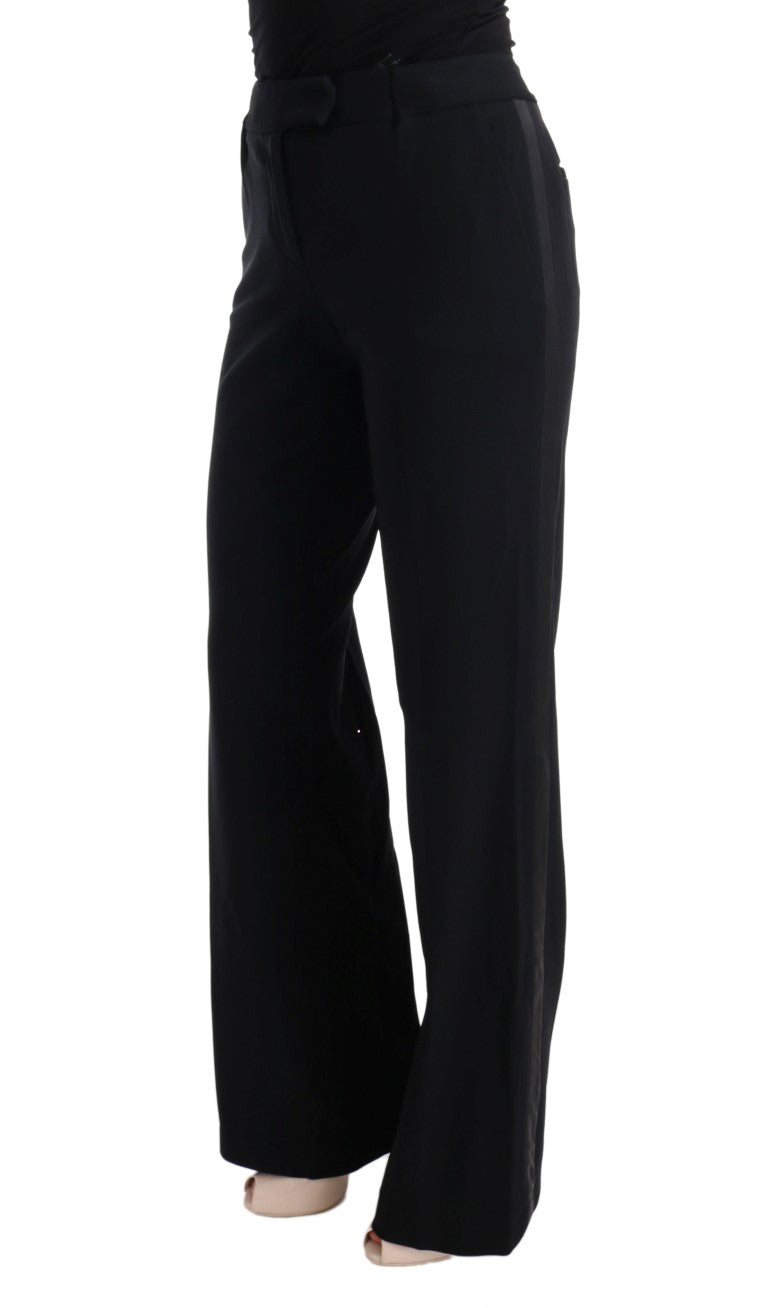Pantalon flare à coupe bootcut en viscose noire d'Ermanno Scervino