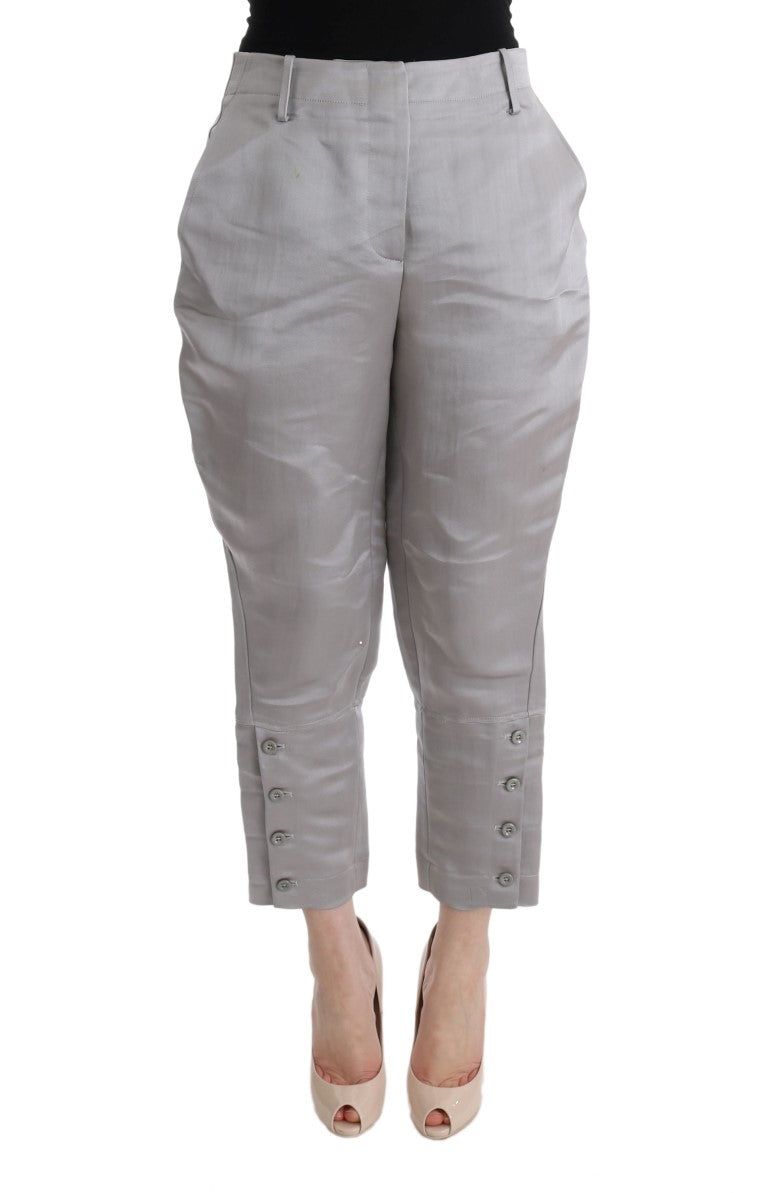 Pantalon décontracté taille courte en soie grise d'Ermanno Scervino