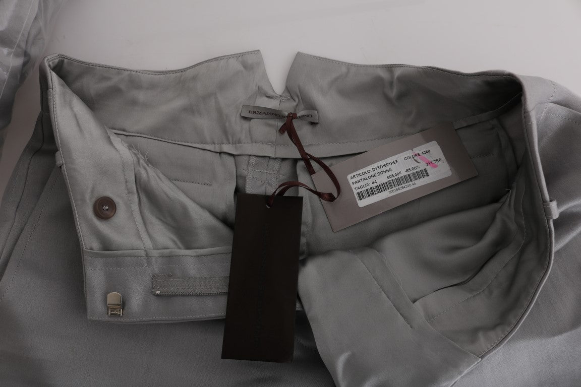 Pantalon décontracté taille courte en soie grise d'Ermanno Scervino