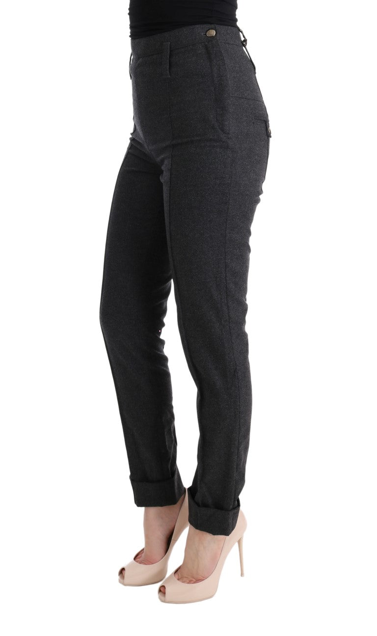 Pantalon décontracté slim en laine vierge grise d'Ermanno Scervino