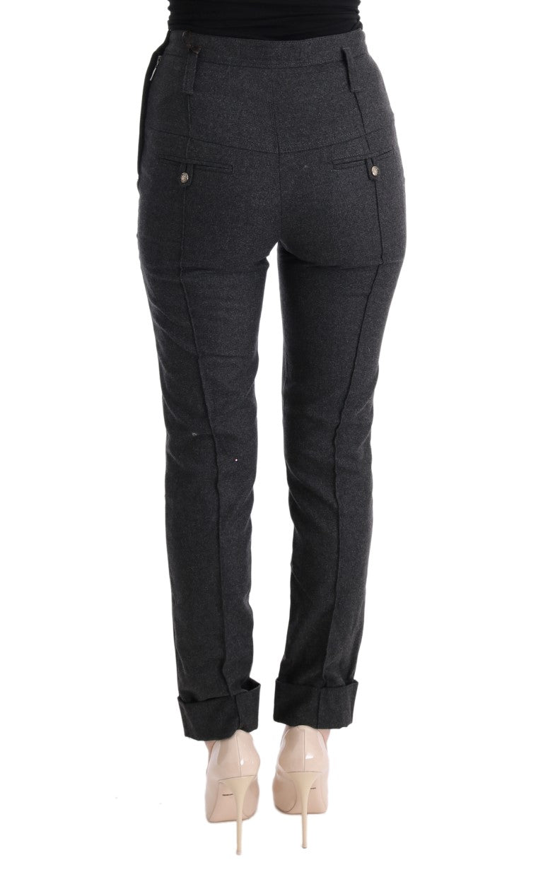 Pantalon décontracté slim en laine vierge grise d'Ermanno Scervino
