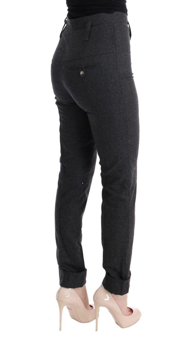 Pantalon décontracté slim en laine vierge grise d'Ermanno Scervino