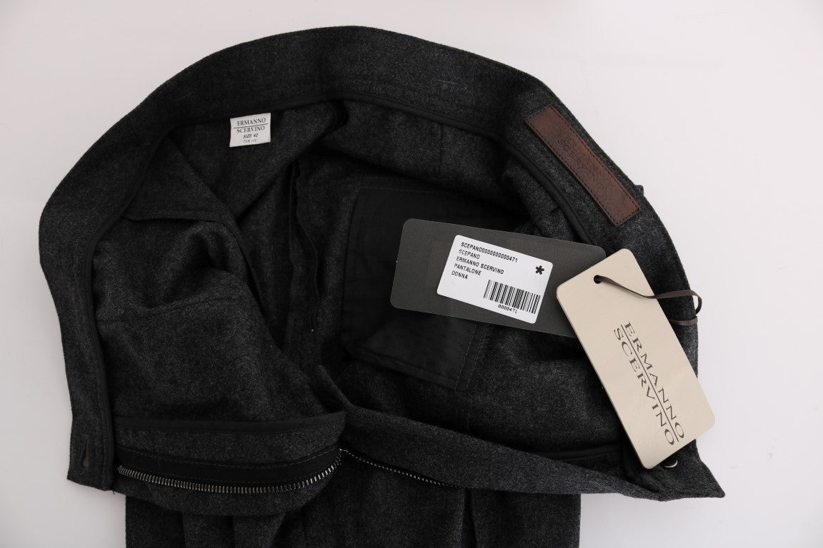 Pantalon décontracté slim en laine vierge grise d'Ermanno Scervino