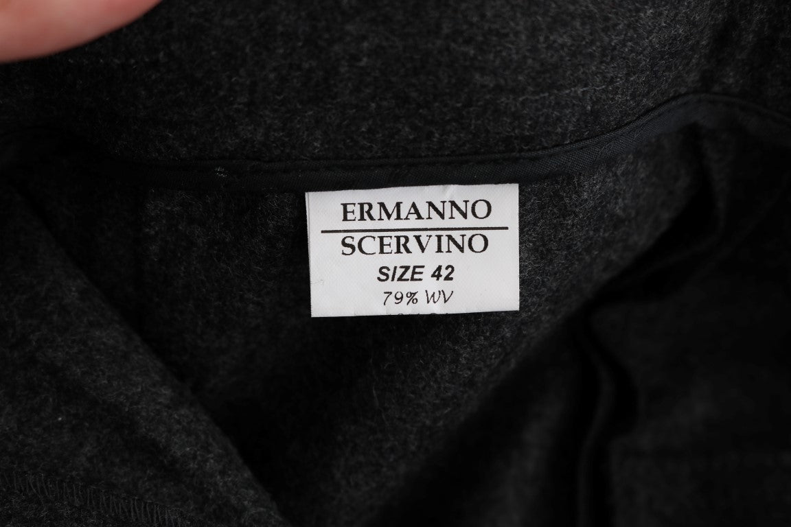 Pantalon décontracté slim en laine vierge grise d'Ermanno Scervino