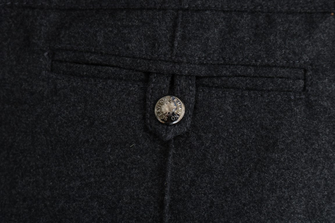 Pantalon décontracté slim en laine vierge grise d'Ermanno Scervino