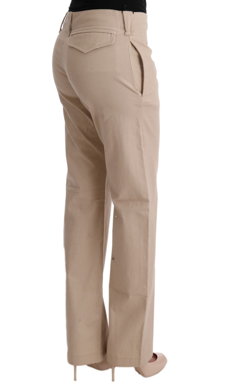 Pantalon droit en coton et laine beige d'Ermanno Scervino