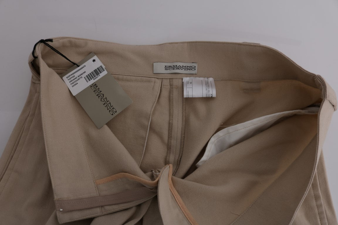 Pantalon droit en coton et laine beige d'Ermanno Scervino