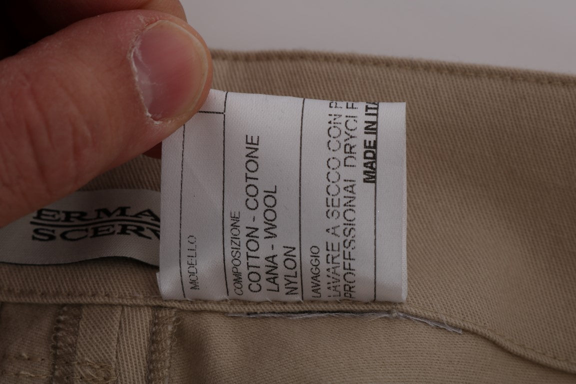 Pantalon droit en coton et laine beige d'Ermanno Scervino